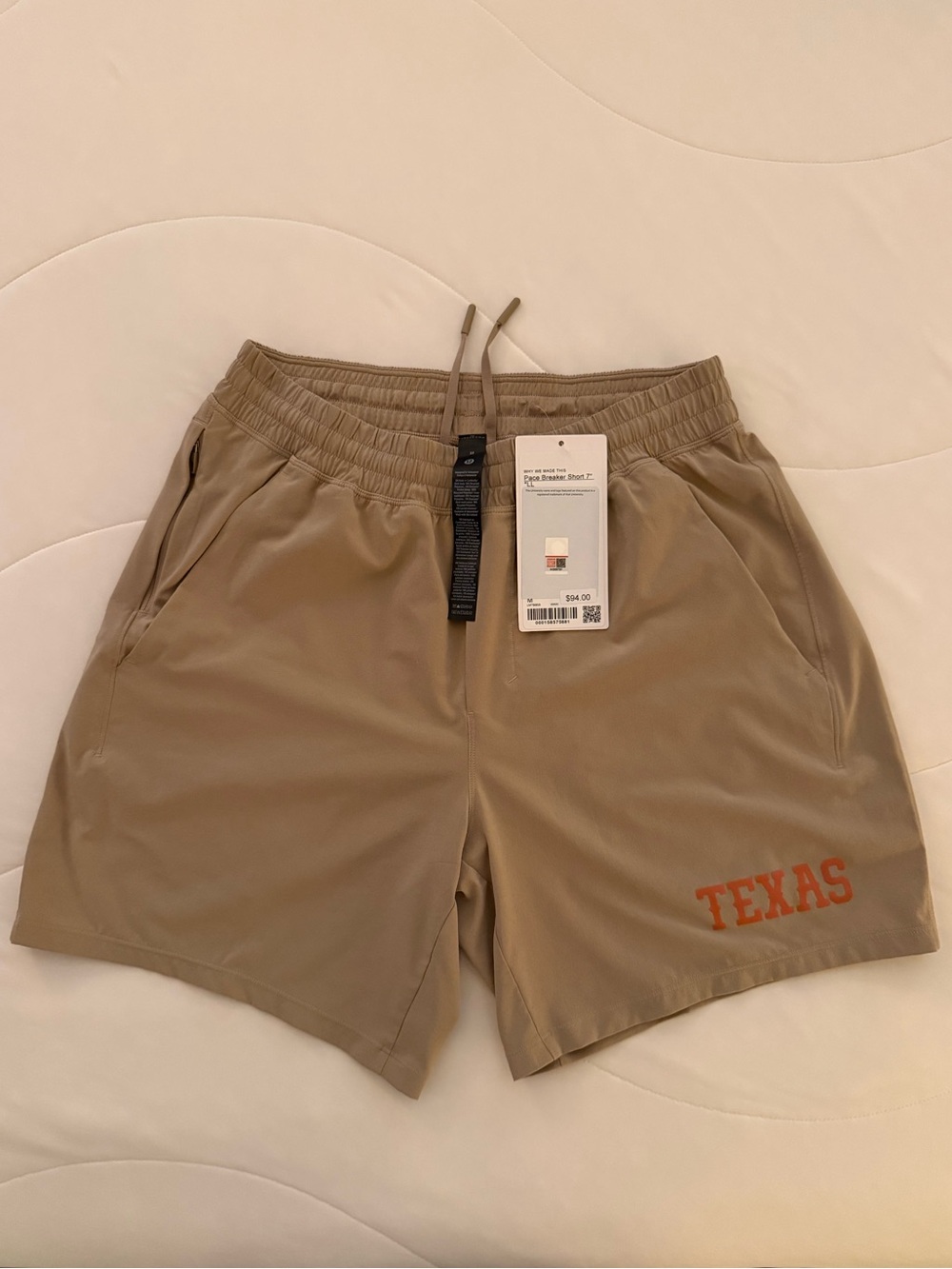 Lululemon Texas Longhorns Pace Breaker Short Linerless 7” - Khaki